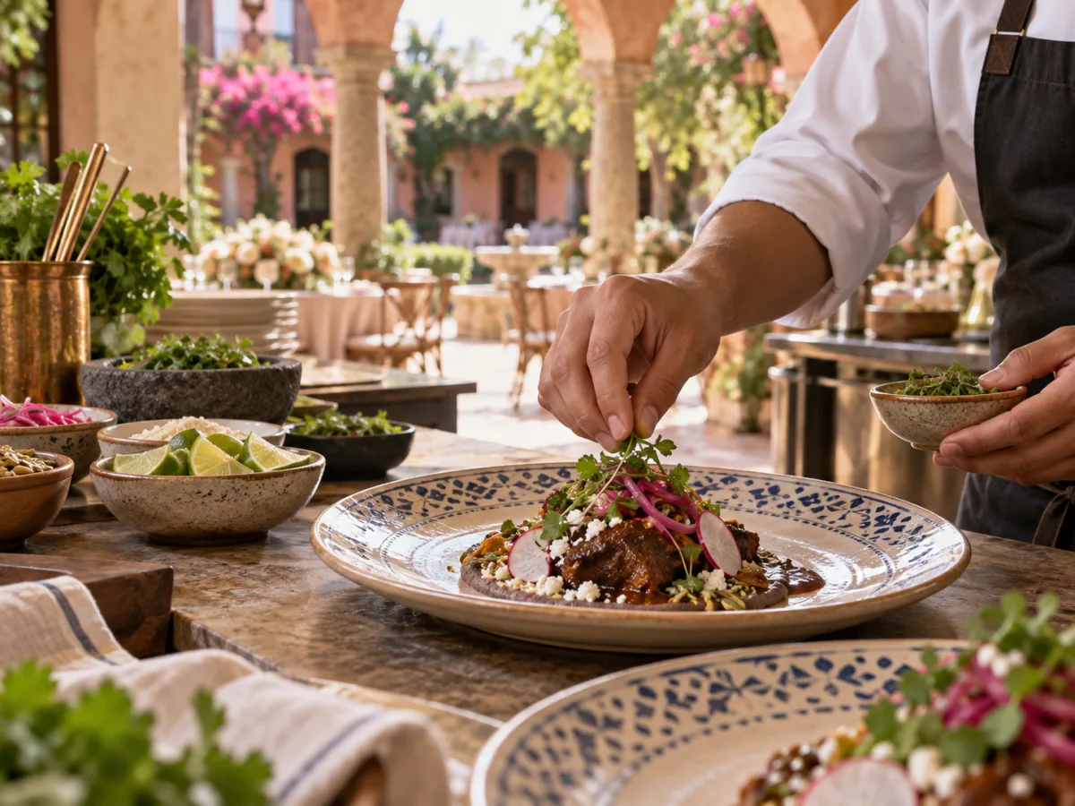Imagen genérica de preparación de banquete para bodas