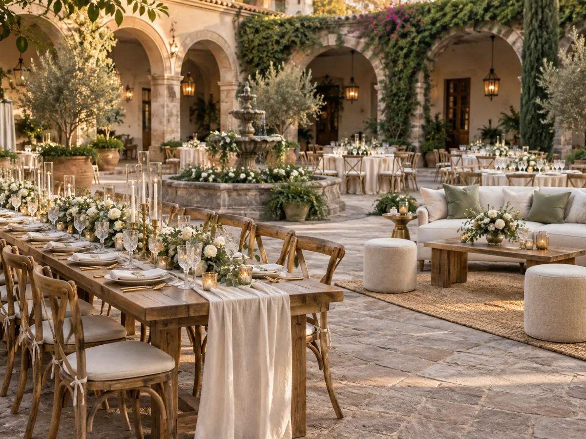 Imagen genérica de mobiliario y mesas para bodas